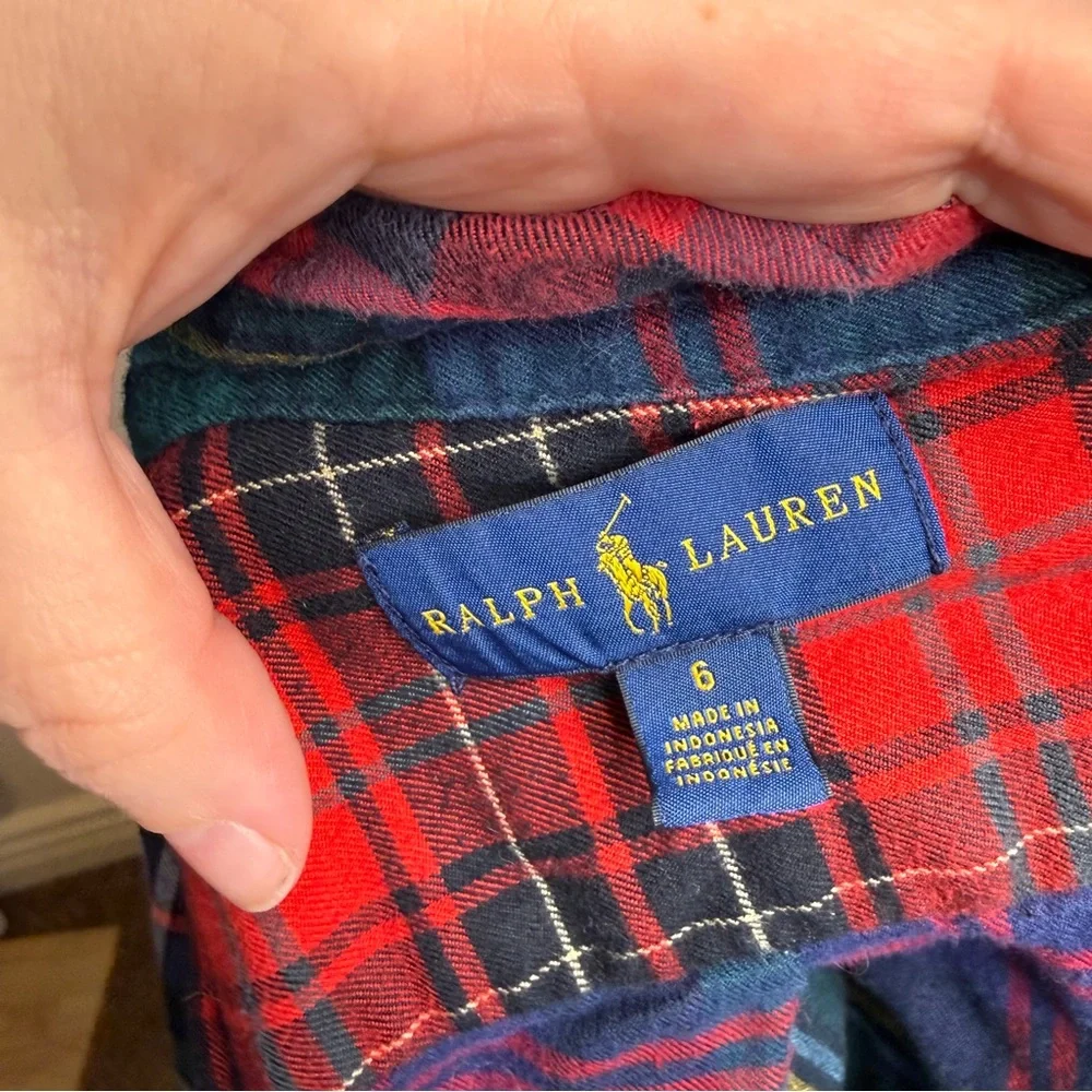 Ralph Lauren Red and green Plaid Kids Button Down Shirt